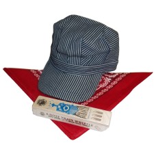 RTD-2599 : Super Deluxe Train Engineer Set - Red Scarf at TrainEngineerHats.com