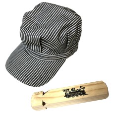Deluxe Train Engineer Railroad Conductor Hat and Train Whistle Set for Children